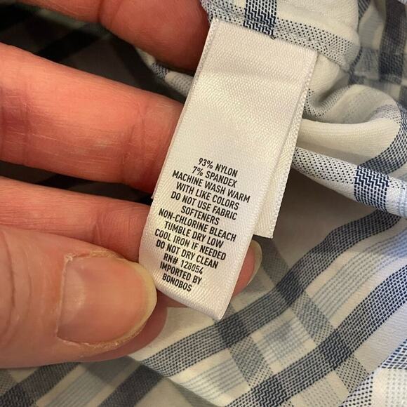Bonobos Grey/Blue Check Button Down Slim Fit Shirt XL - Picture 5 of 8